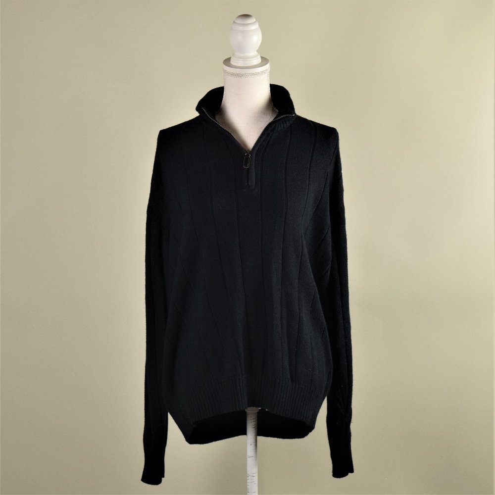 Oscar de la Renta Black Quarter Zip Sweater